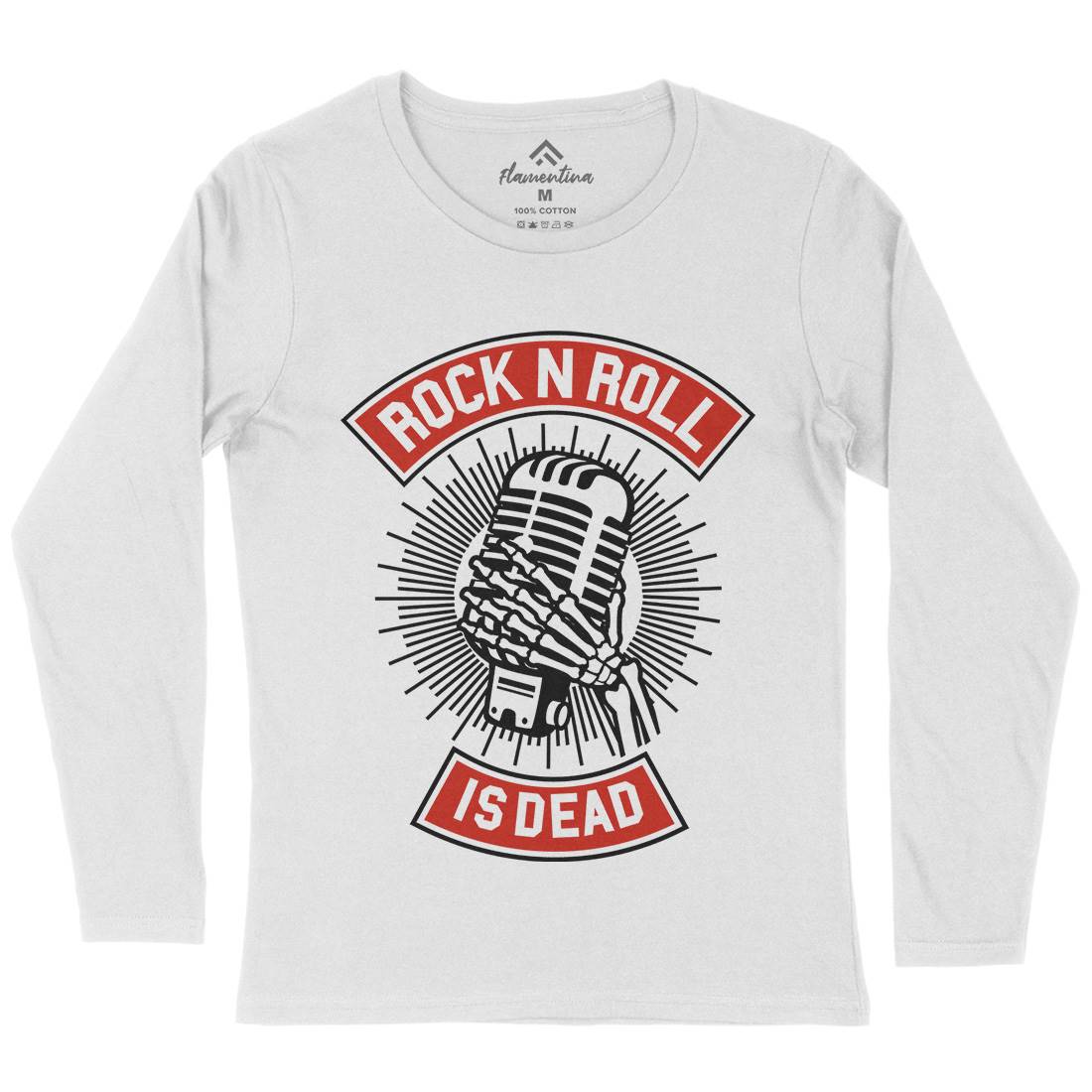 Rock N Roll Is Dead Womens Long Sleeve T-Shirt Music A272