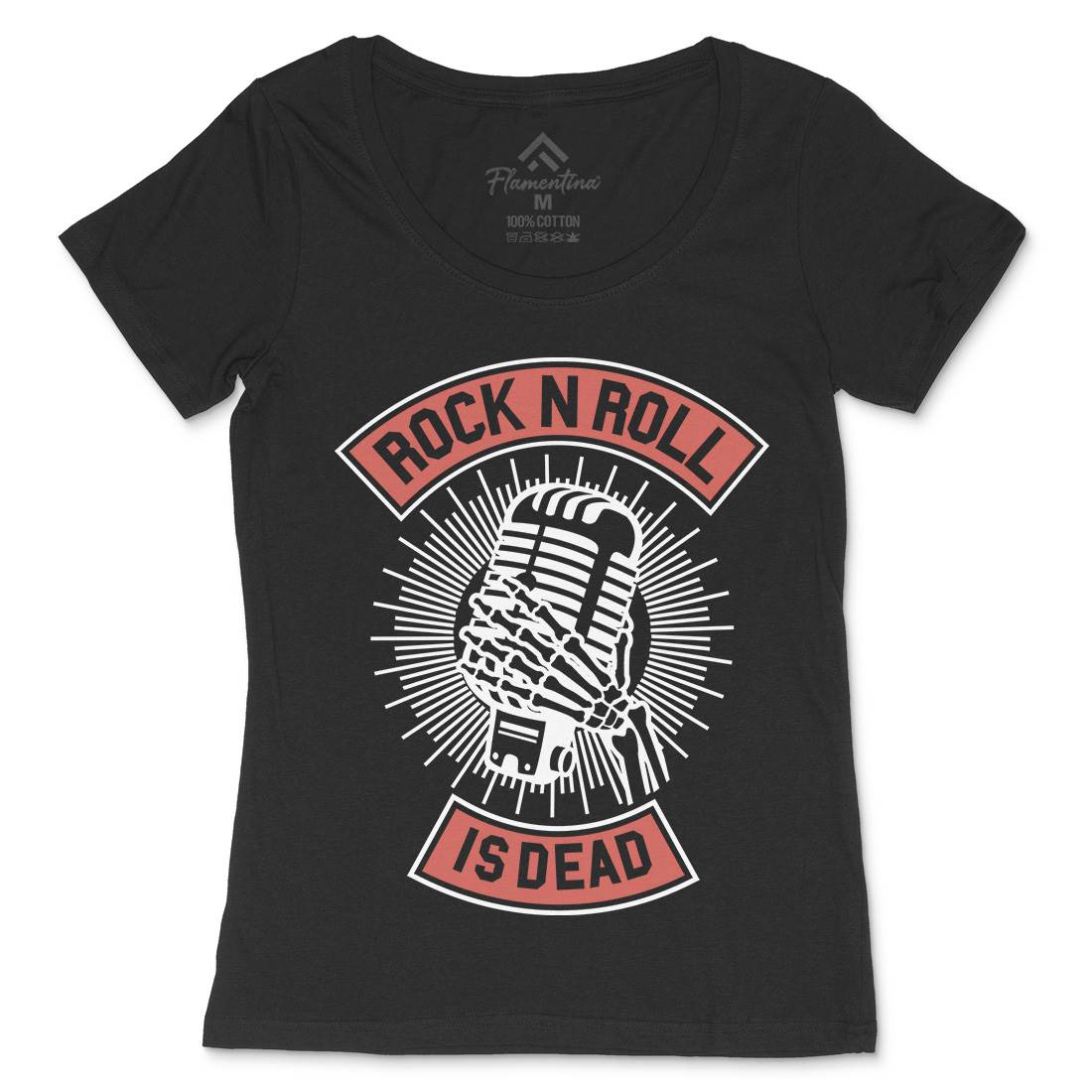 Rock N Roll Is Dead Womens Scoop Neck T-Shirt Music A272