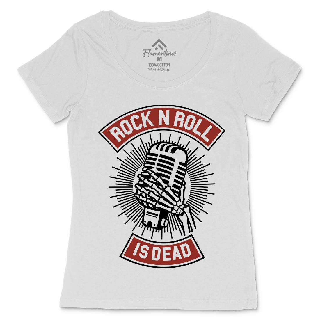 Rock N Roll Is Dead Womens Scoop Neck T-Shirt Music A272