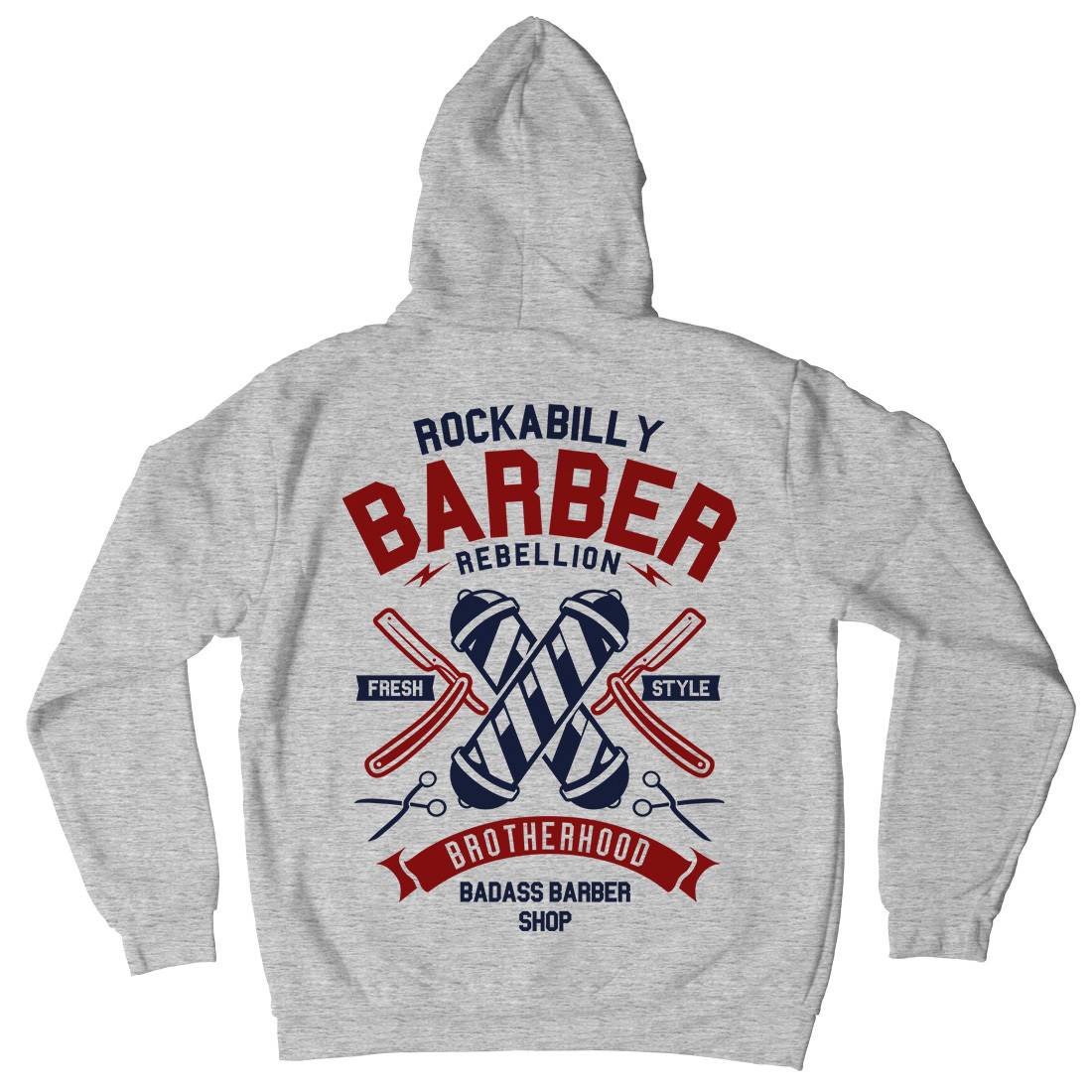 Rockabilly Mens Hoodie With Pocket Barber A273