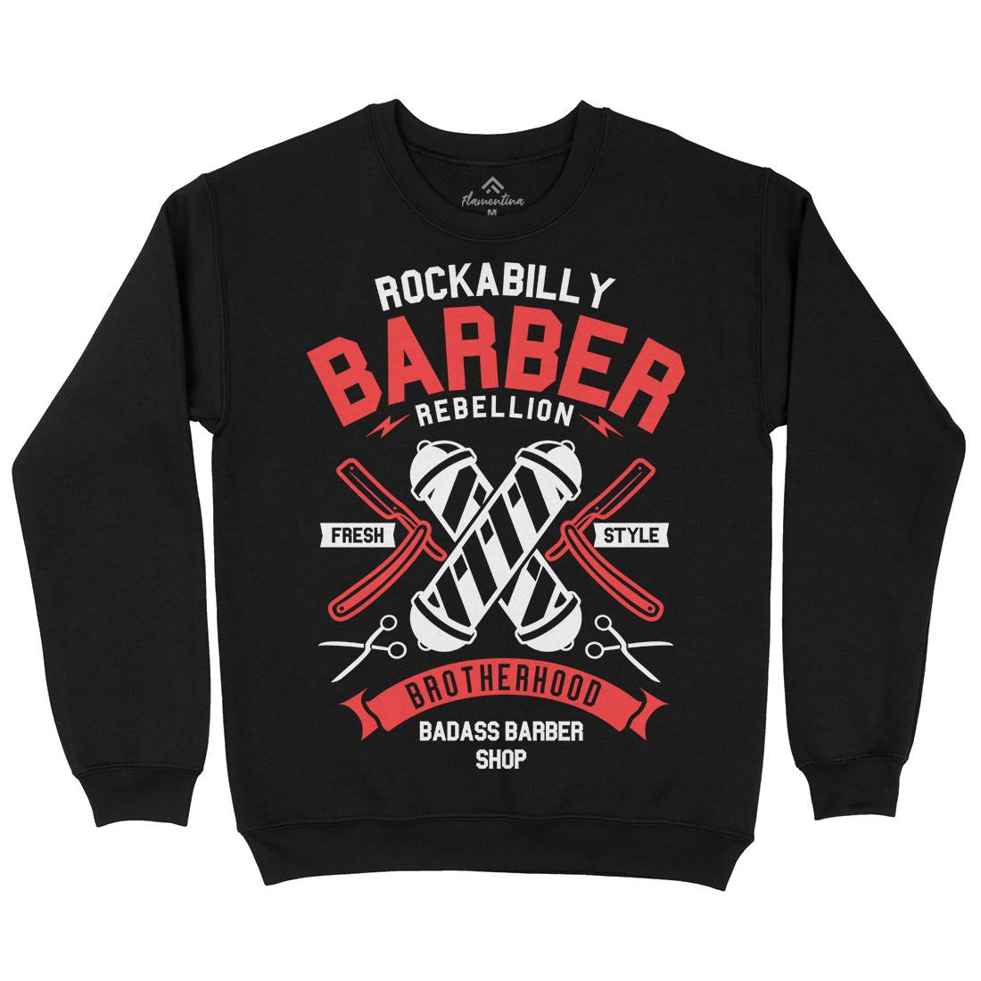 Rockabilly Mens Crew Neck Sweatshirt Barber A273