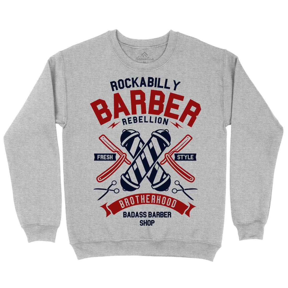 Rockabilly Mens Crew Neck Sweatshirt Barber A273