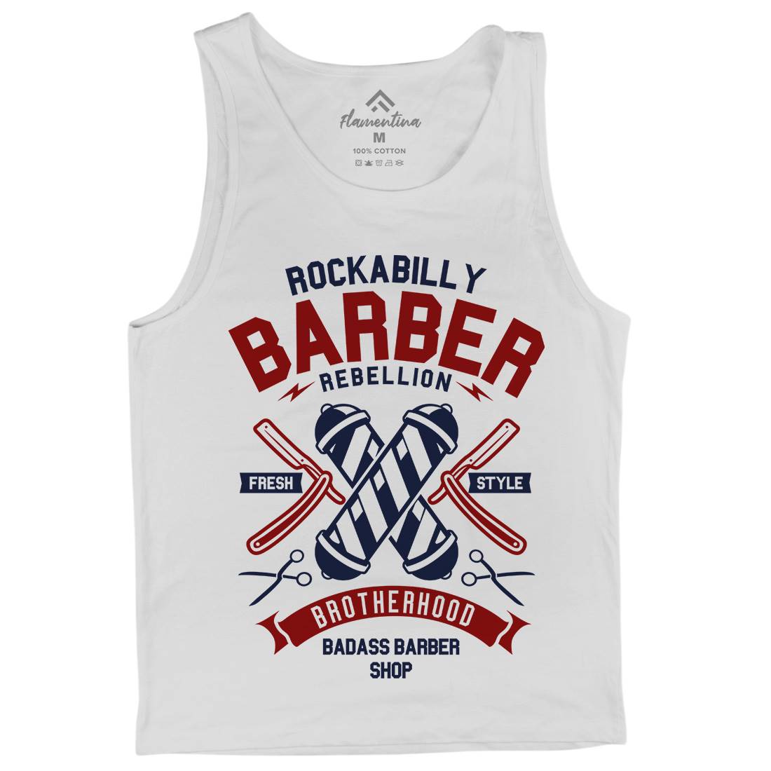 Rockabilly Mens Tank Top Vest Barber A273