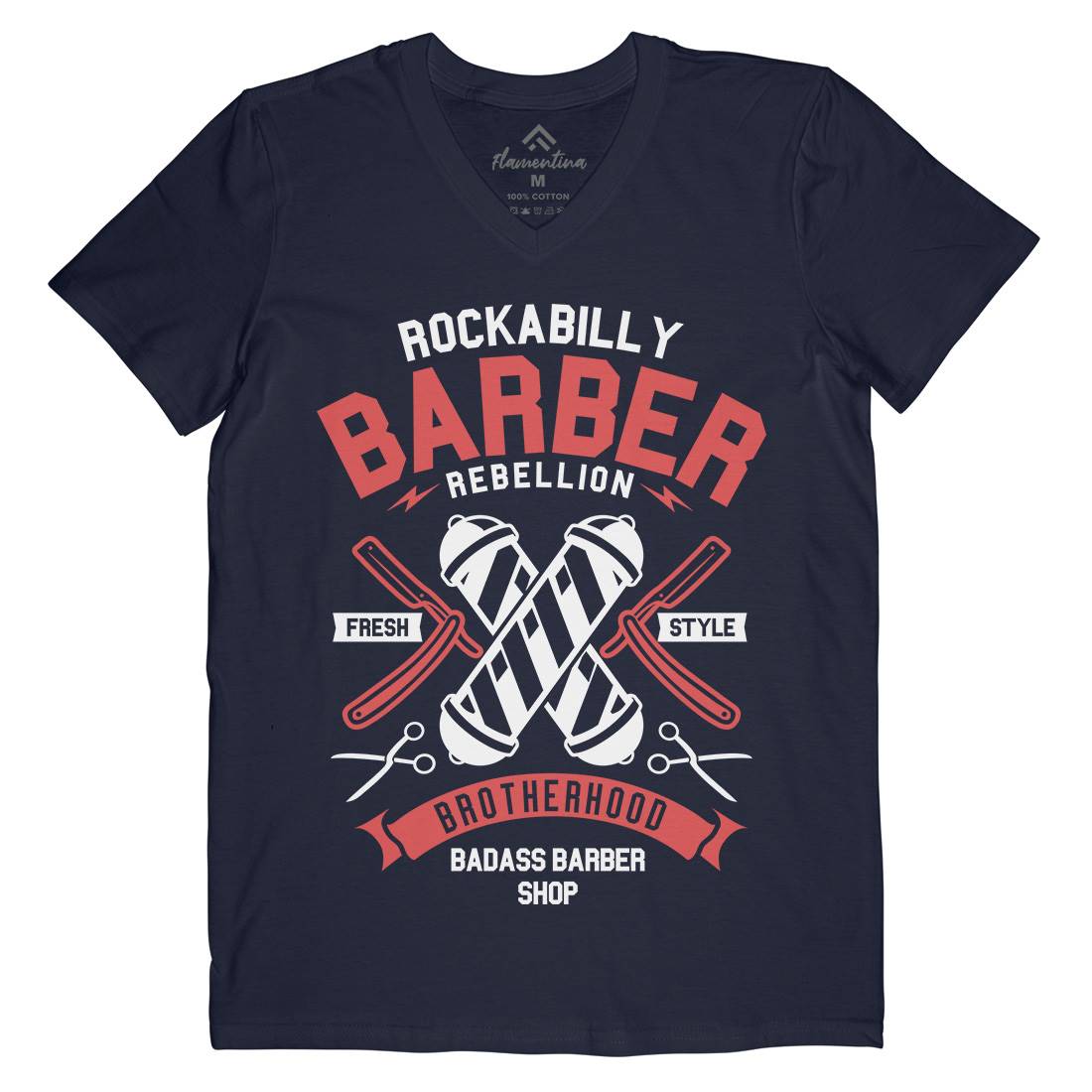 Rockabilly Mens V-Neck T-Shirt Barber A273