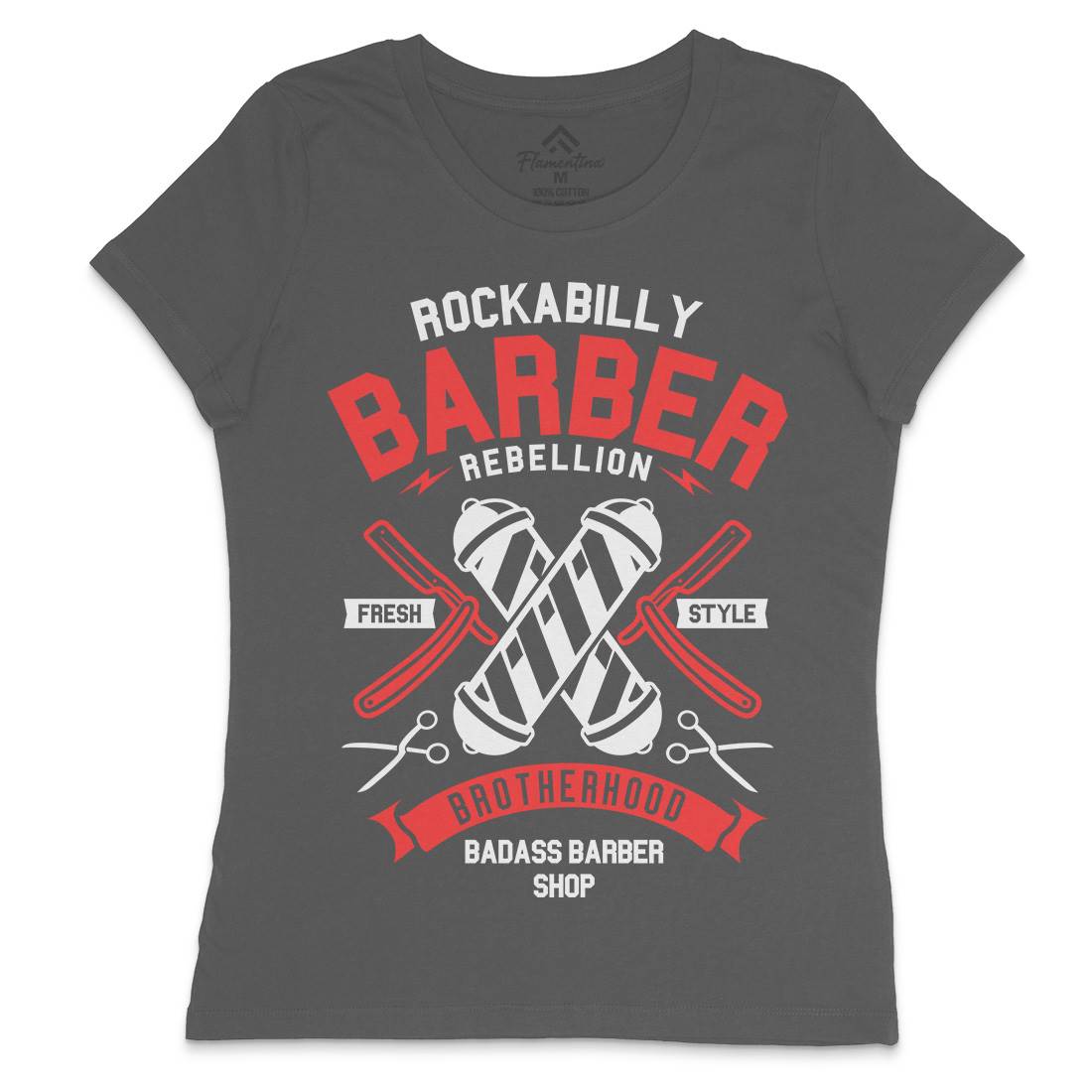 Rockabilly Womens Crew Neck T-Shirt Barber A273
