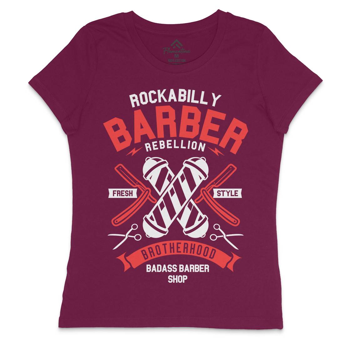Rockabilly Womens Crew Neck T-Shirt Barber A273