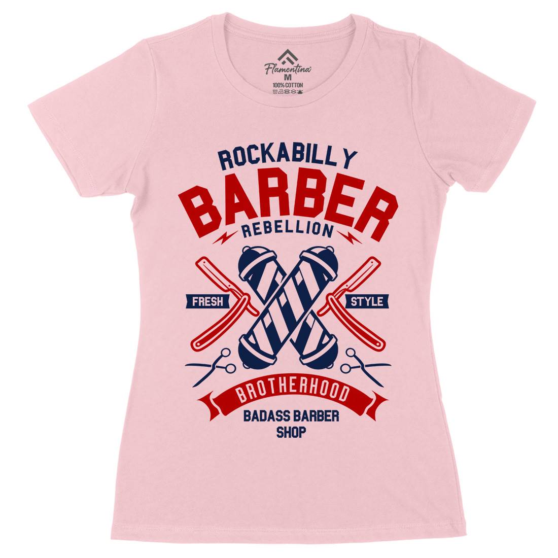 Rockabilly Womens Organic Crew Neck T-Shirt Barber A273