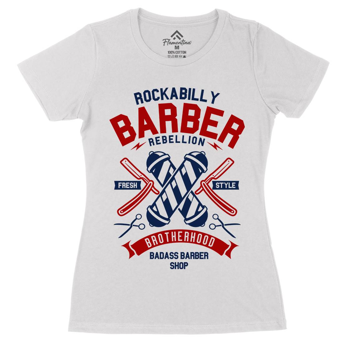 Rockabilly Womens Organic Crew Neck T-Shirt Barber A273
