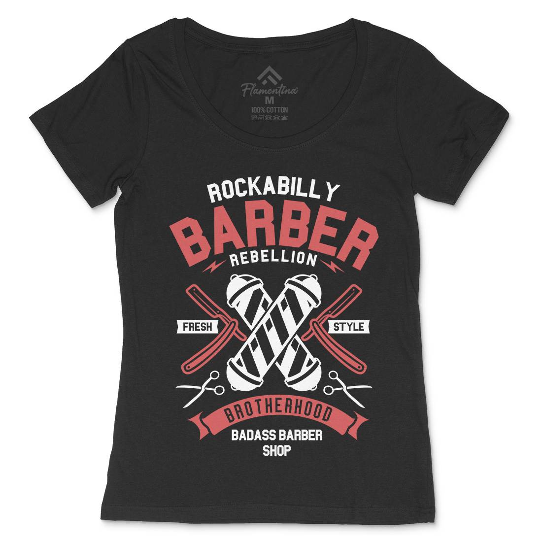 Rockabilly Womens Scoop Neck T-Shirt Barber A273
