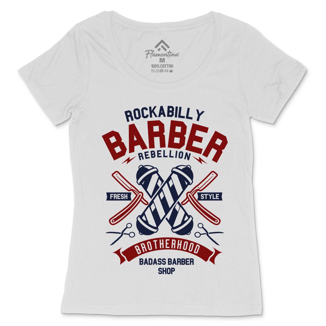 Rockabilly Womens Scoop Neck T-Shirt Barber A273
