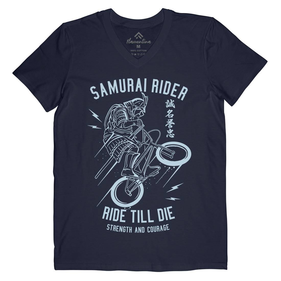 Samurai Rider Mens Organic V-Neck T-Shirt Warriors A274