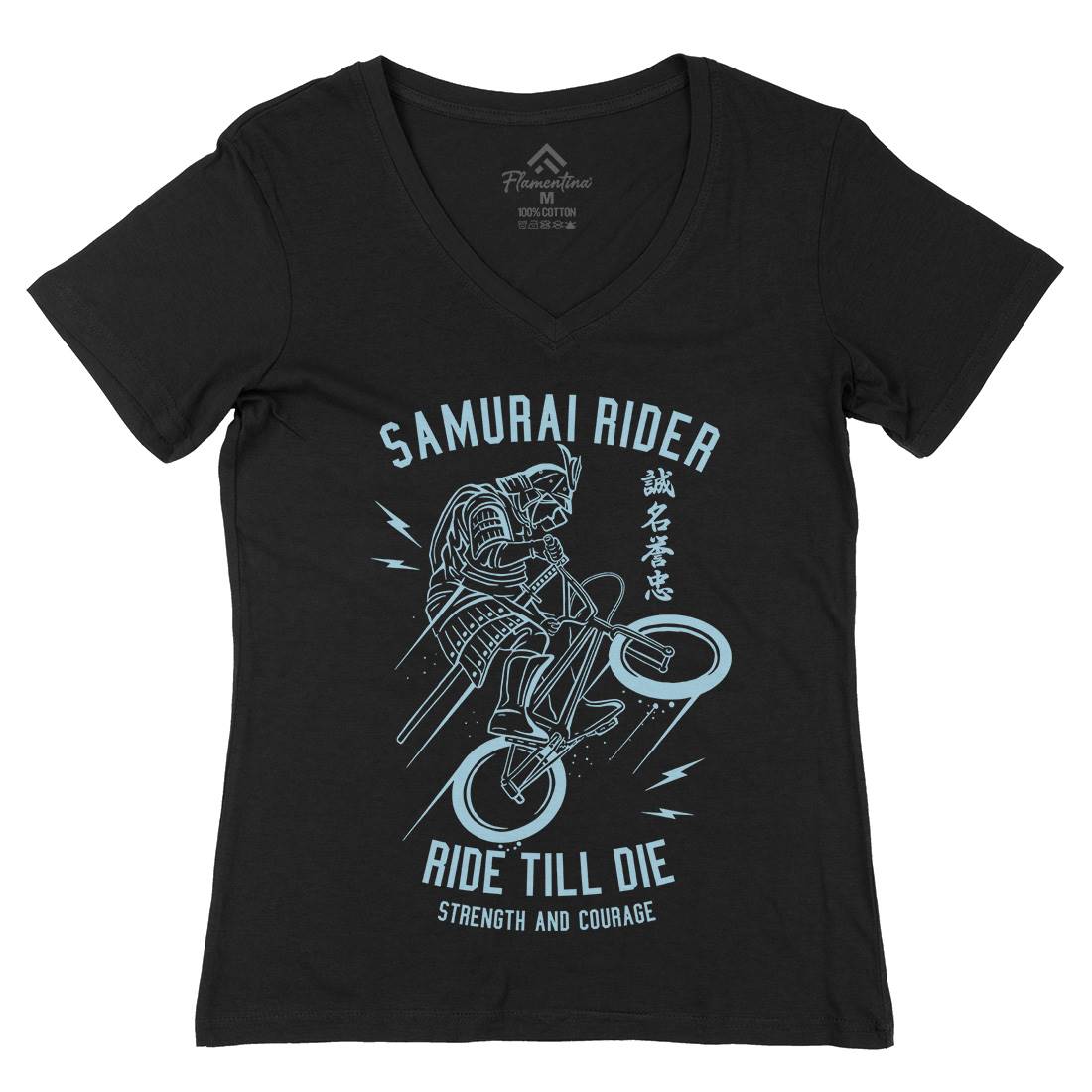 Samurai Rider Womens Organic V-Neck T-Shirt Warriors A274