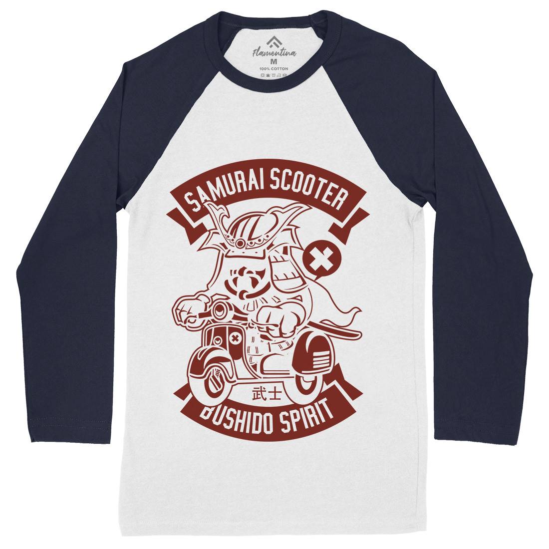 Samurai Scooter Mens Long Sleeve Baseball T-Shirt Motorcycles A275