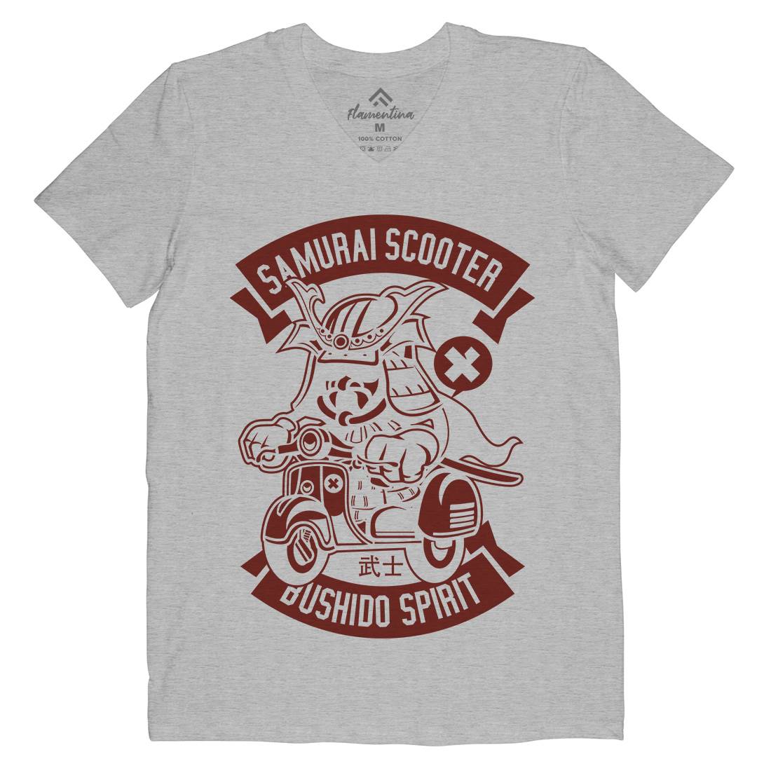 Samurai Scooter Mens V-Neck T-Shirt Motorcycles A275