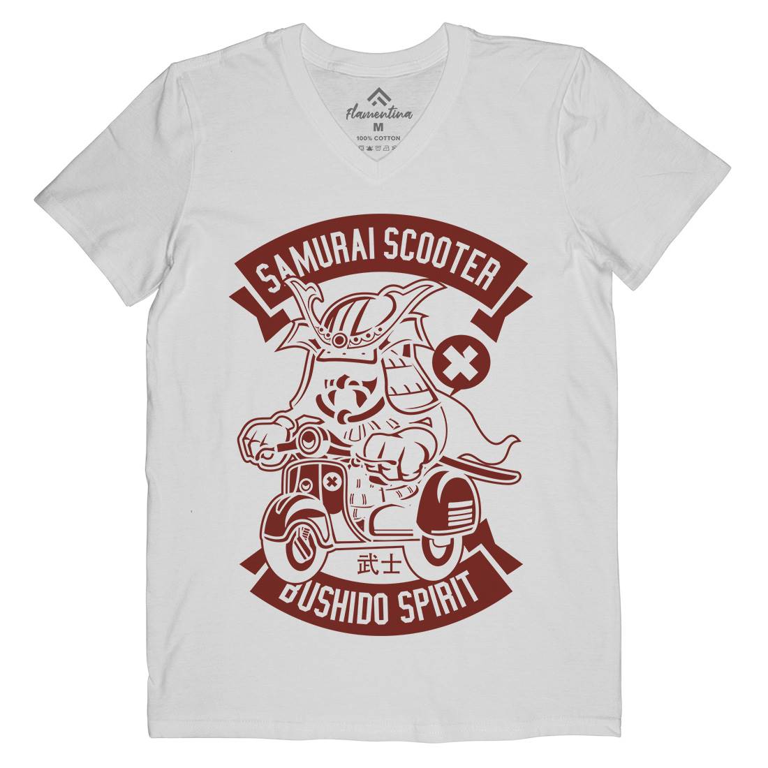 Samurai Scooter Mens V-Neck T-Shirt Motorcycles A275