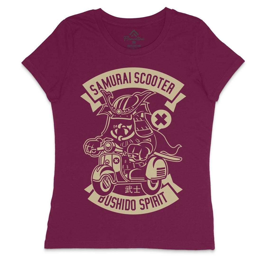 Samurai Scooter Womens Crew Neck T-Shirt Motorcycles A275