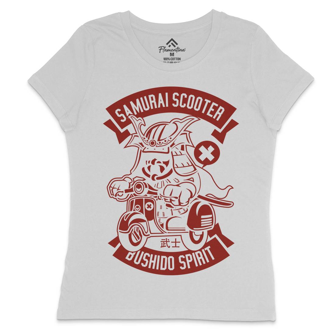 Samurai Scooter Womens Crew Neck T-Shirt Motorcycles A275