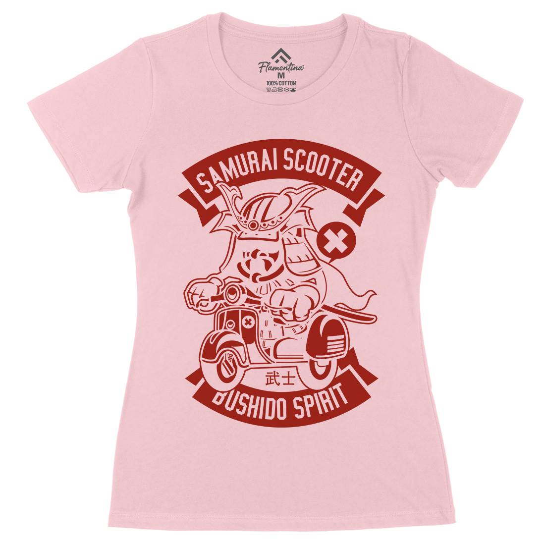 Samurai Scooter Womens Organic Crew Neck T-Shirt Motorcycles A275