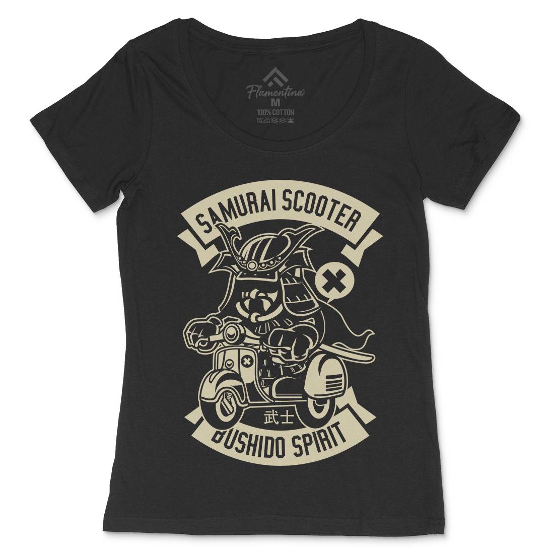 Samurai Scooter Womens Scoop Neck T-Shirt Motorcycles A275