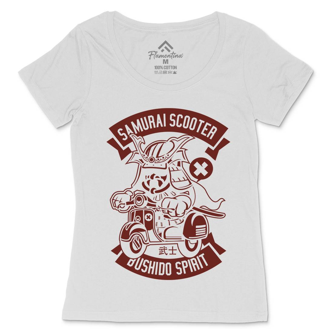 Samurai Scooter Womens Scoop Neck T-Shirt Motorcycles A275