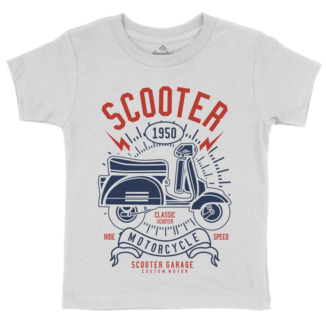 Scooter Kids Organic Crew Neck T-Shirt Motorcycles A276