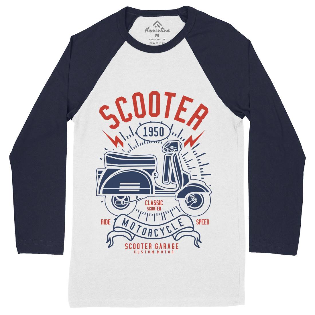 Scooter Mens Long Sleeve Baseball T-Shirt Motorcycles A276