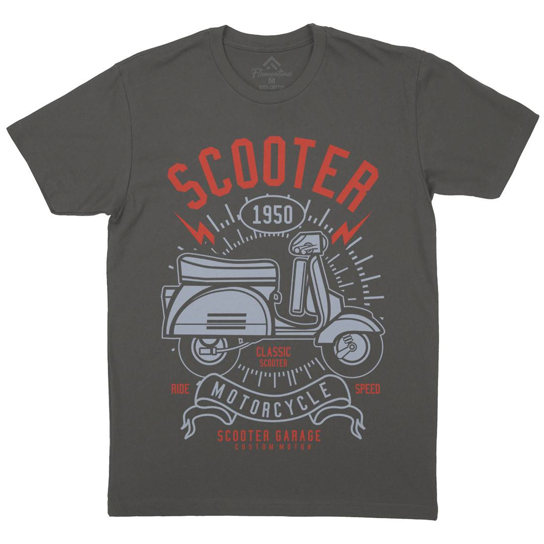 Scooter Mens Organic Crew Neck T-Shirt Motorcycles A276