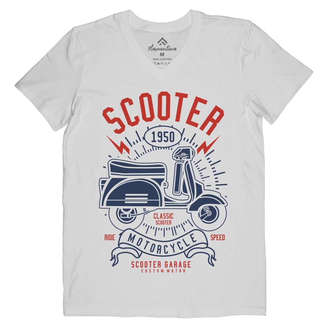 Scooter Mens Organic V-Neck T-Shirt Motorcycles A276