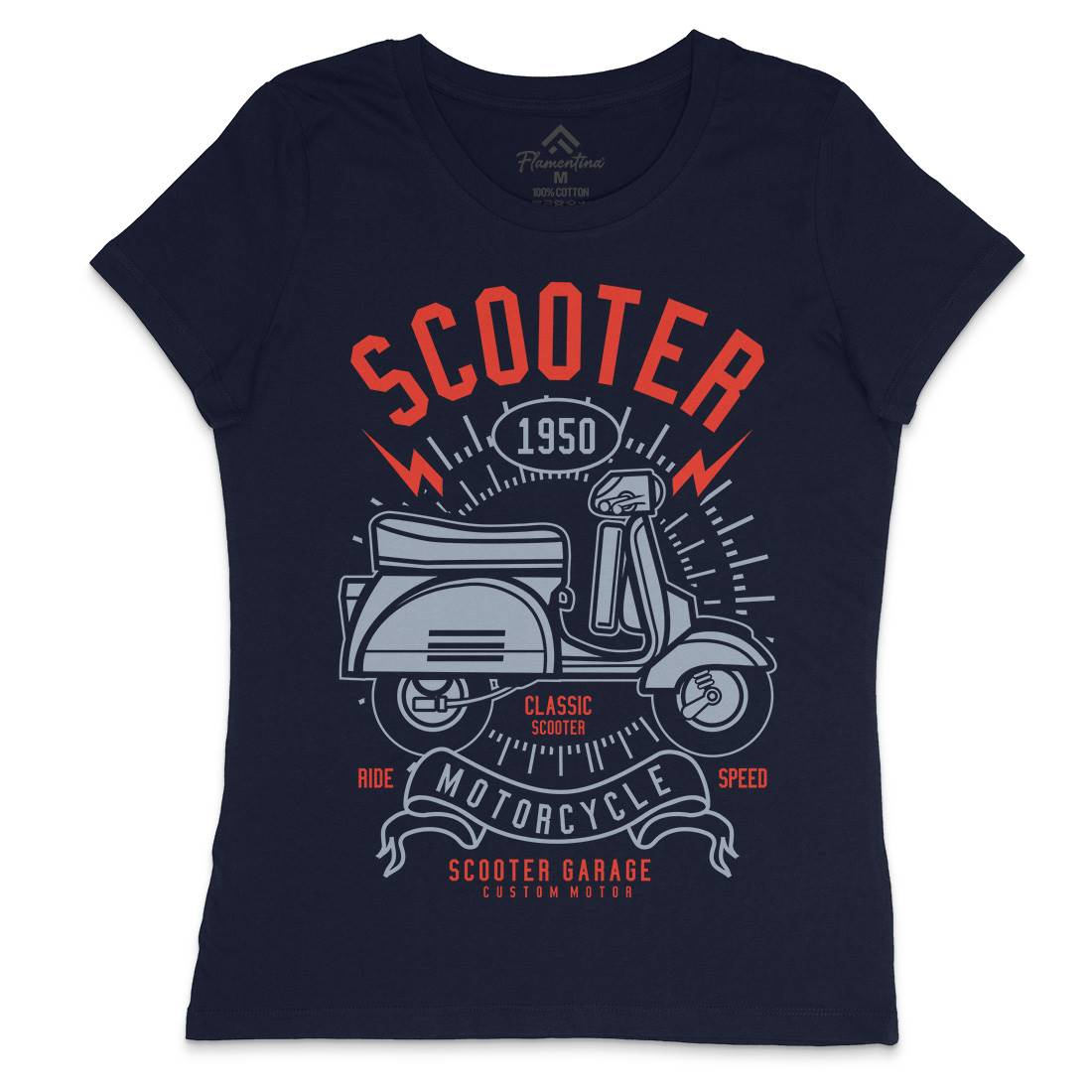 Scooter Womens Crew Neck T-Shirt Motorcycles A276