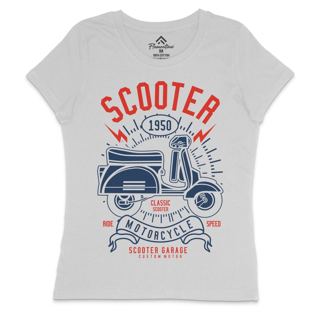 Scooter Womens Crew Neck T-Shirt Motorcycles A276