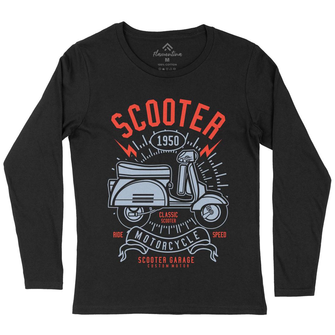 Scooter Womens Long Sleeve T-Shirt Motorcycles A276