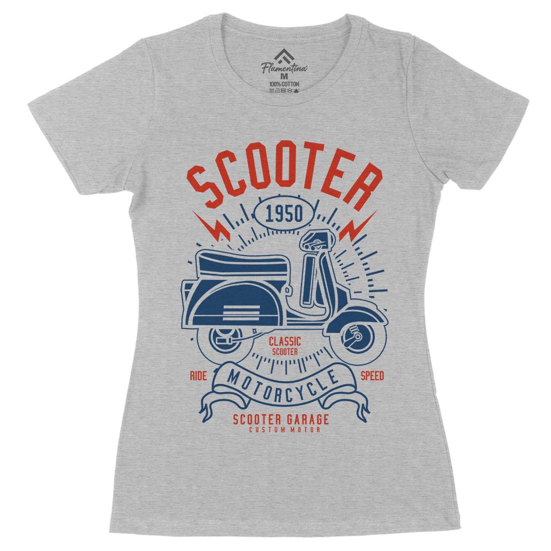 Scooter Womens Organic Crew Neck T-Shirt Motorcycles A276