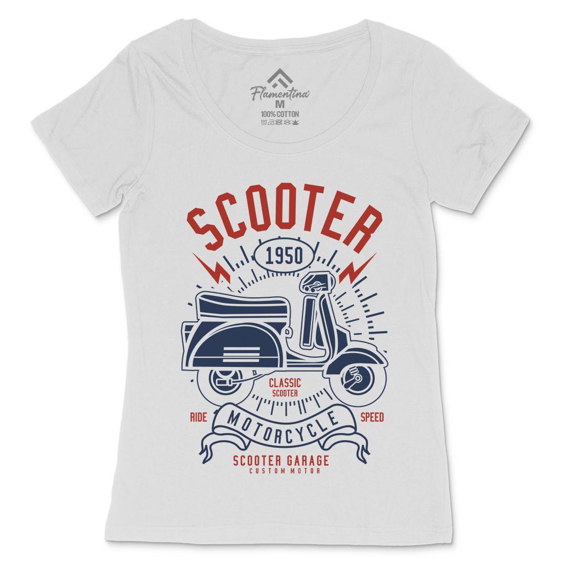 Scooter Womens Scoop Neck T-Shirt Motorcycles A276