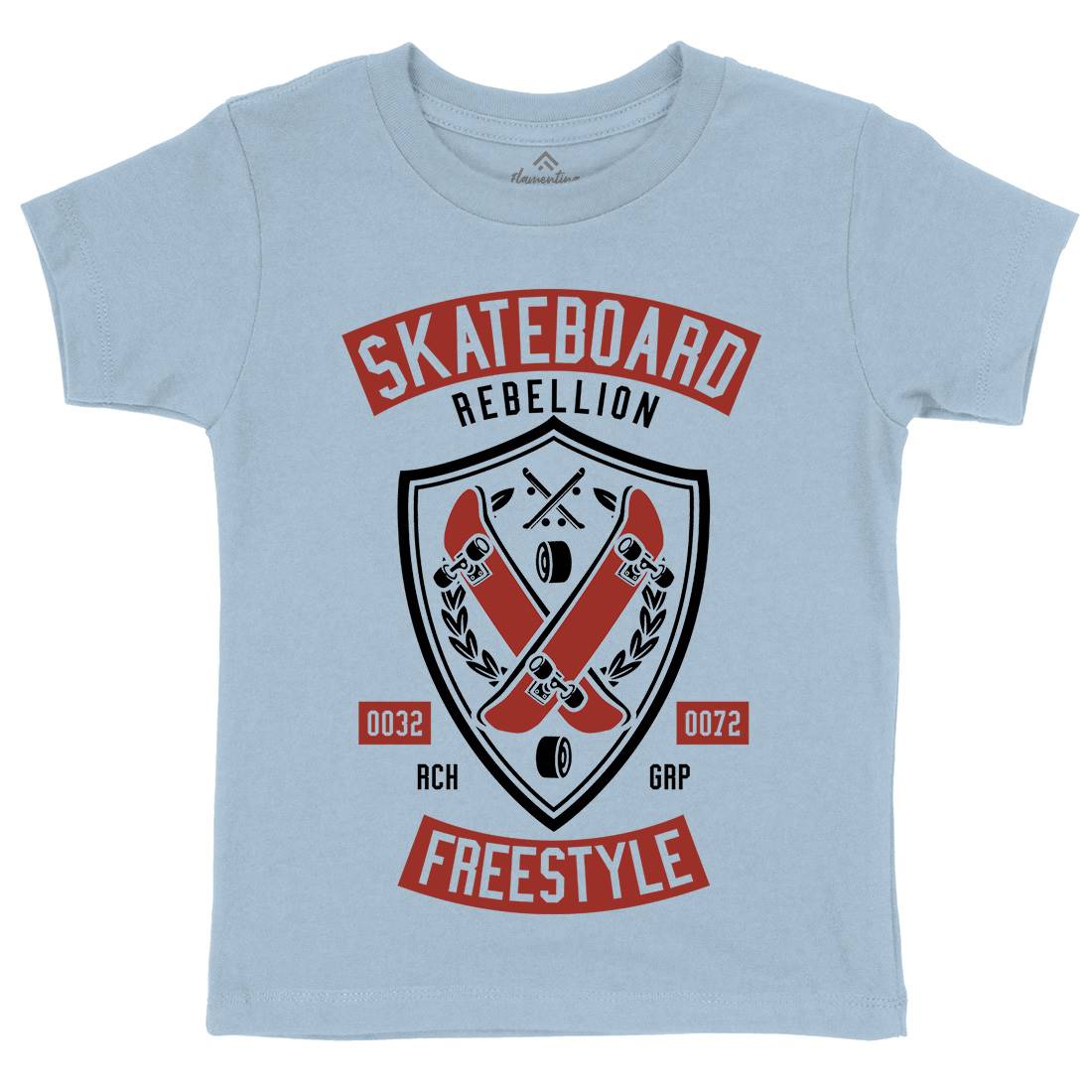 Skateboard Rebellion Kids Organic Crew Neck T-Shirt Skate A277