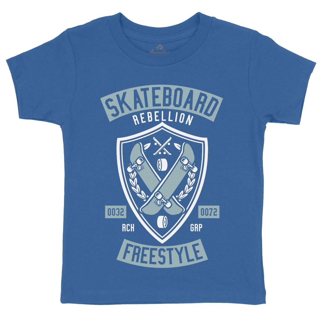 Skateboard Rebellion Kids Crew Neck T-Shirt Skate A277