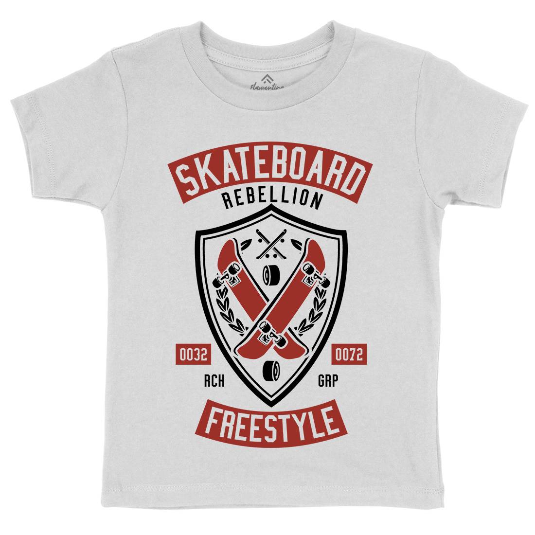 Skateboard Rebellion Kids Organic Crew Neck T-Shirt Skate A277