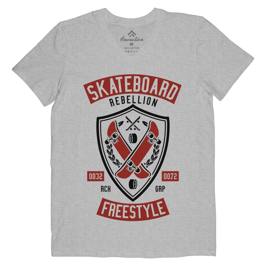 Skateboard Rebellion Mens V-Neck T-Shirt Skate A277