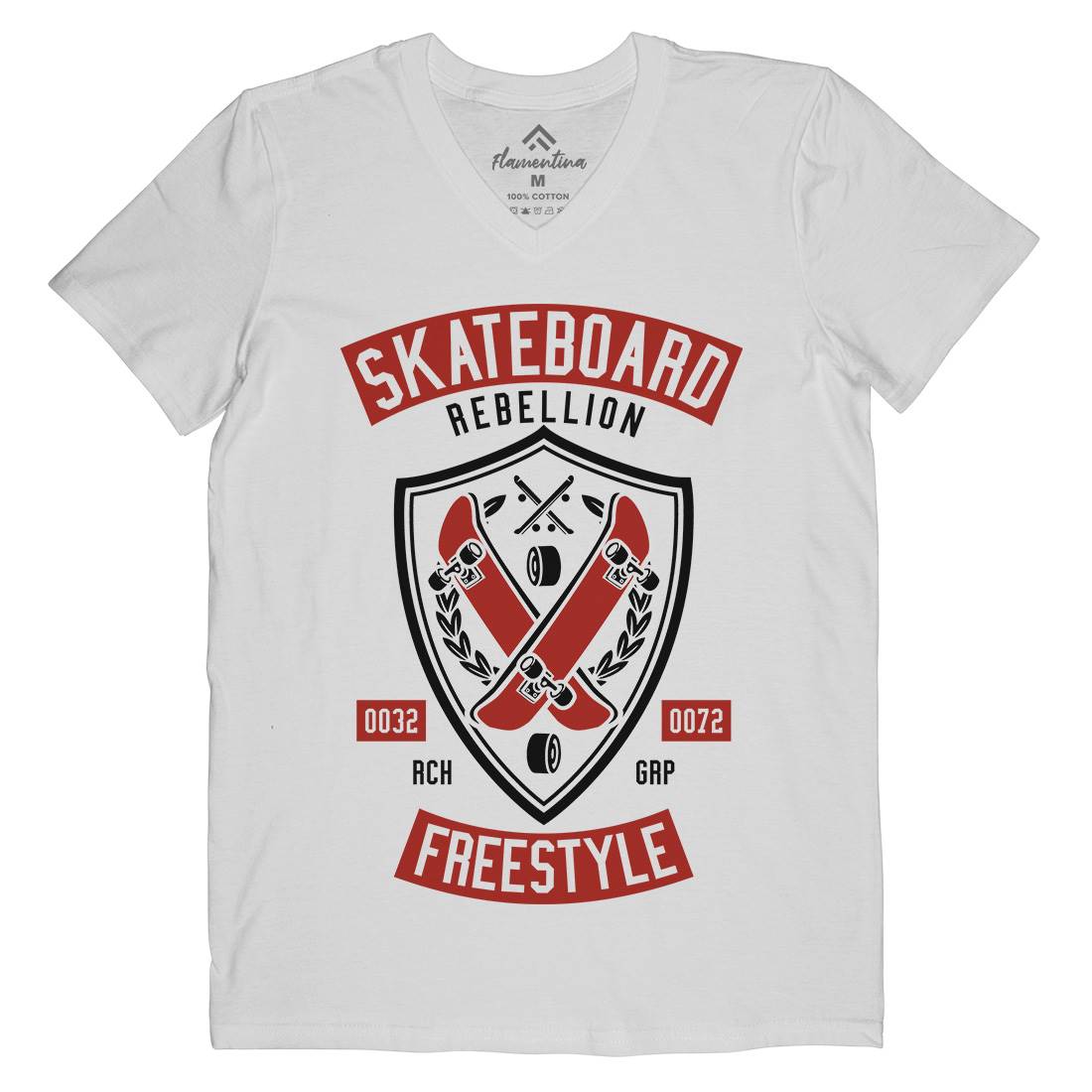Skateboard Rebellion Mens Organic V-Neck T-Shirt Skate A277