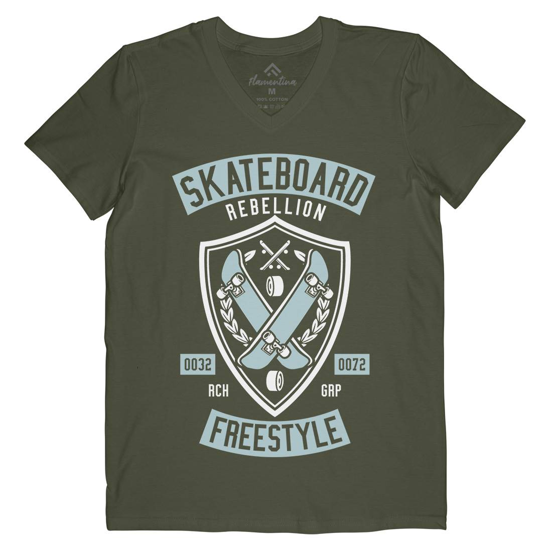 Skateboard Rebellion Mens Organic V-Neck T-Shirt Skate A277