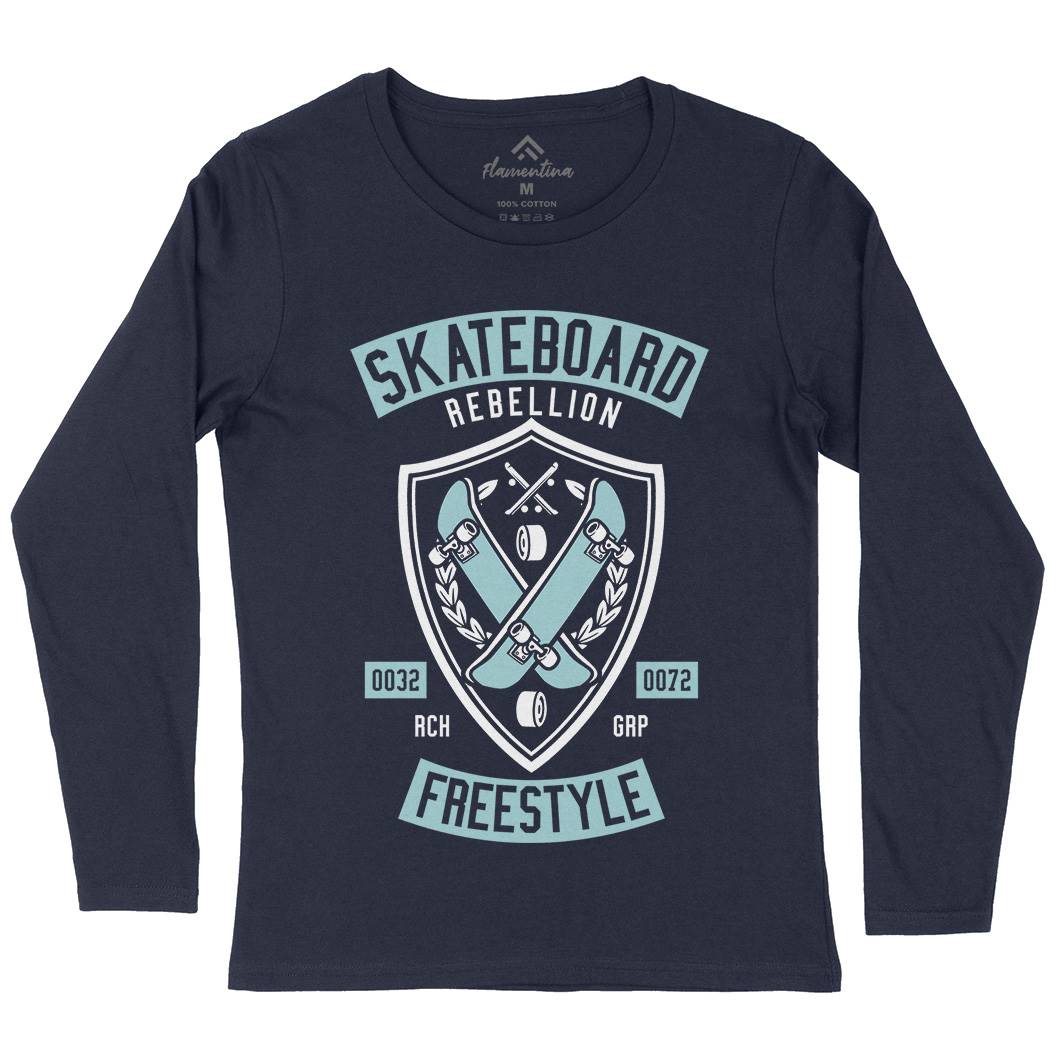 Skateboard Rebellion Womens Long Sleeve T-Shirt Skate A277