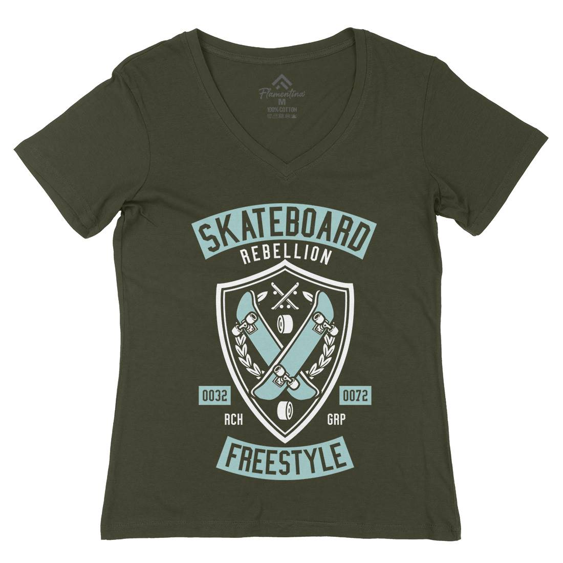 Skateboard Rebellion Womens Organic V-Neck T-Shirt Skate A277