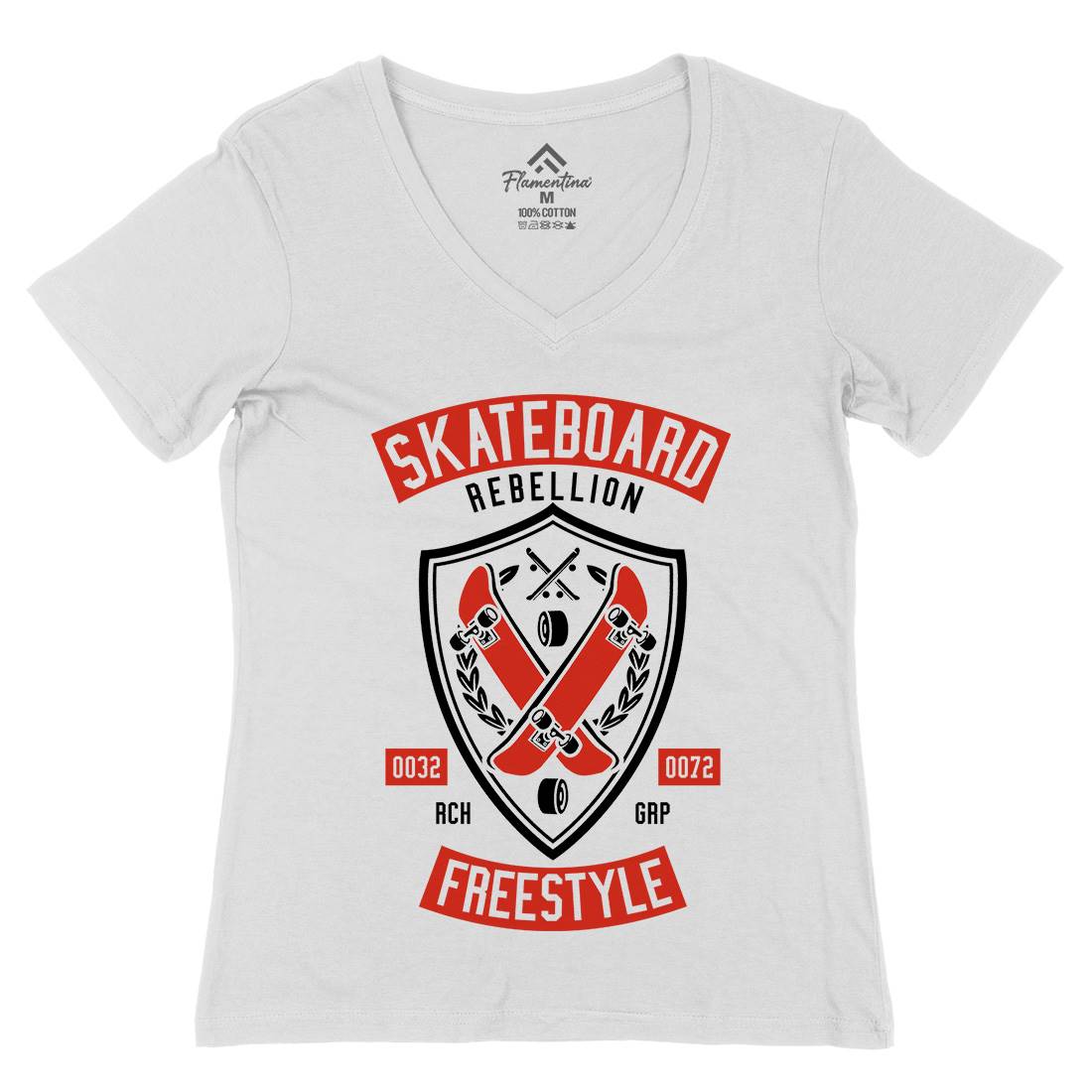 Skateboard Rebellion Womens Organic V-Neck T-Shirt Skate A277