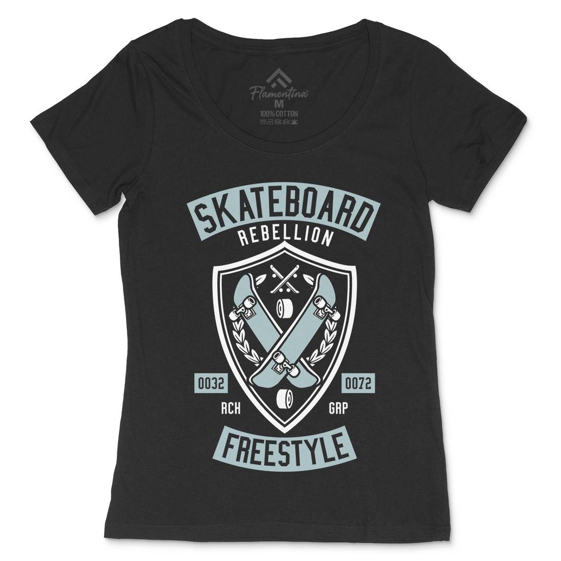 Skateboard Rebellion Womens Scoop Neck T-Shirt Skate A277