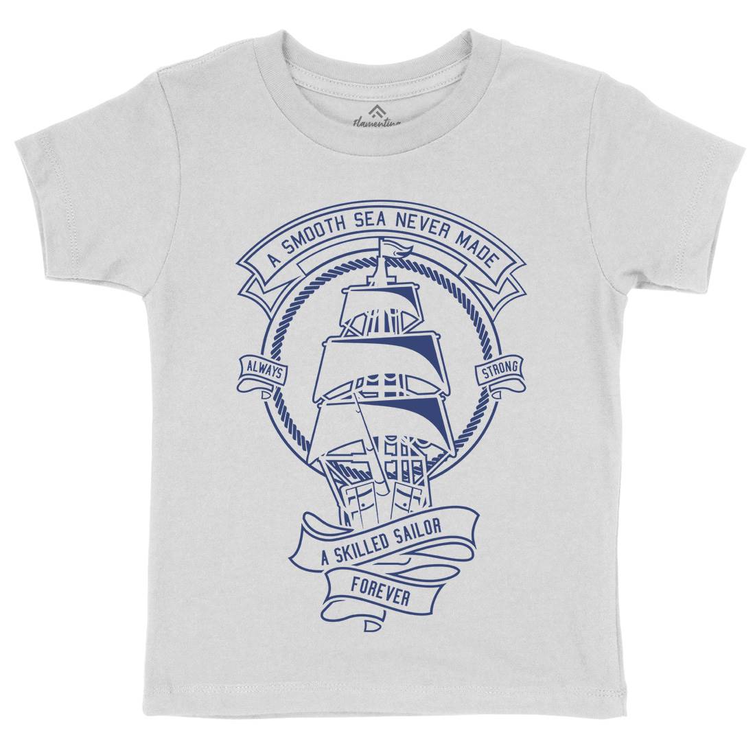 Skilled Sailor Kids Crew Neck T-Shirt Navy A278