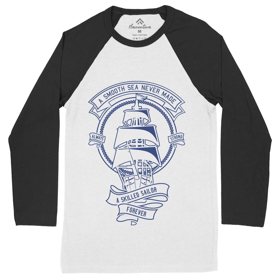 Skilled Sailor Mens Long Sleeve Baseball T-Shirt Navy A278
