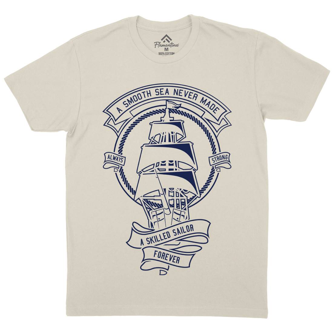Skilled Sailor Mens Organic Crew Neck T-Shirt Navy A278