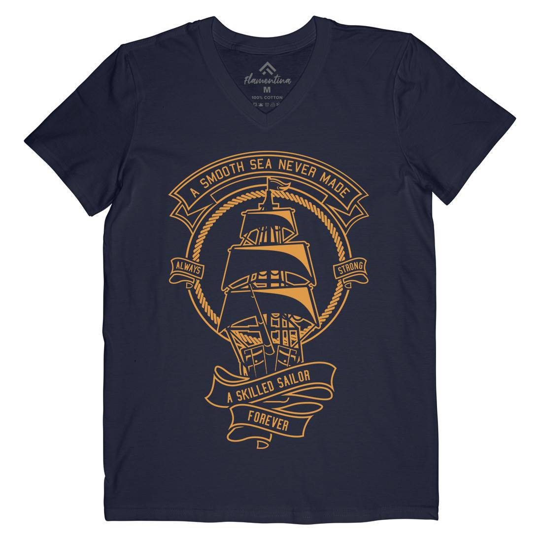 Skilled Sailor Mens V-Neck T-Shirt Navy A278