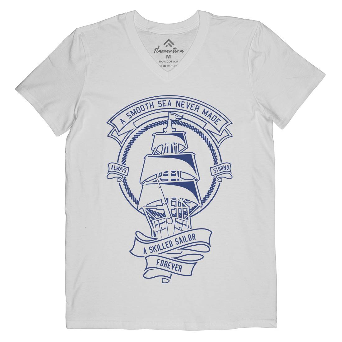 Skilled Sailor Mens V-Neck T-Shirt Navy A278