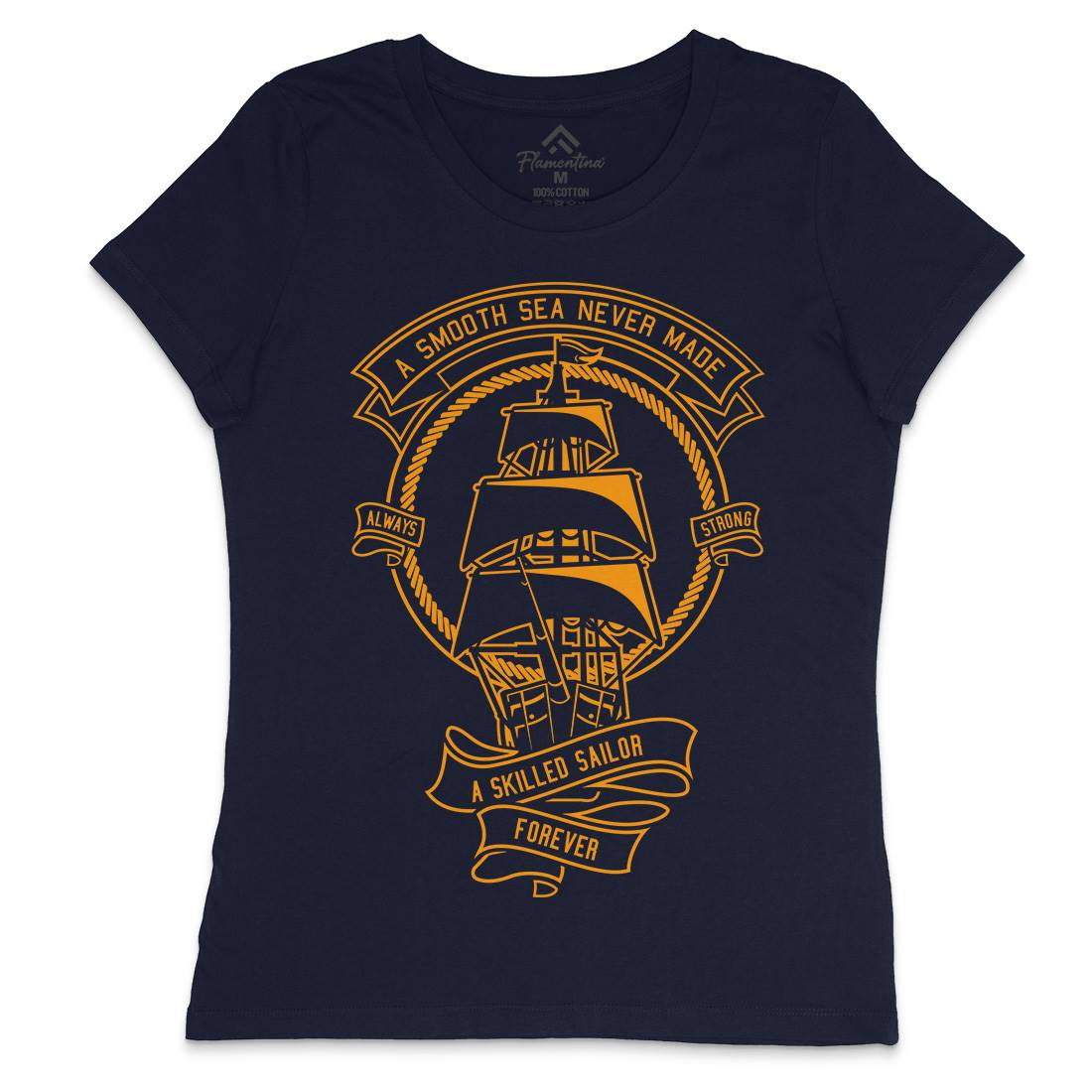 Skilled Sailor Womens Crew Neck T-Shirt Navy A278