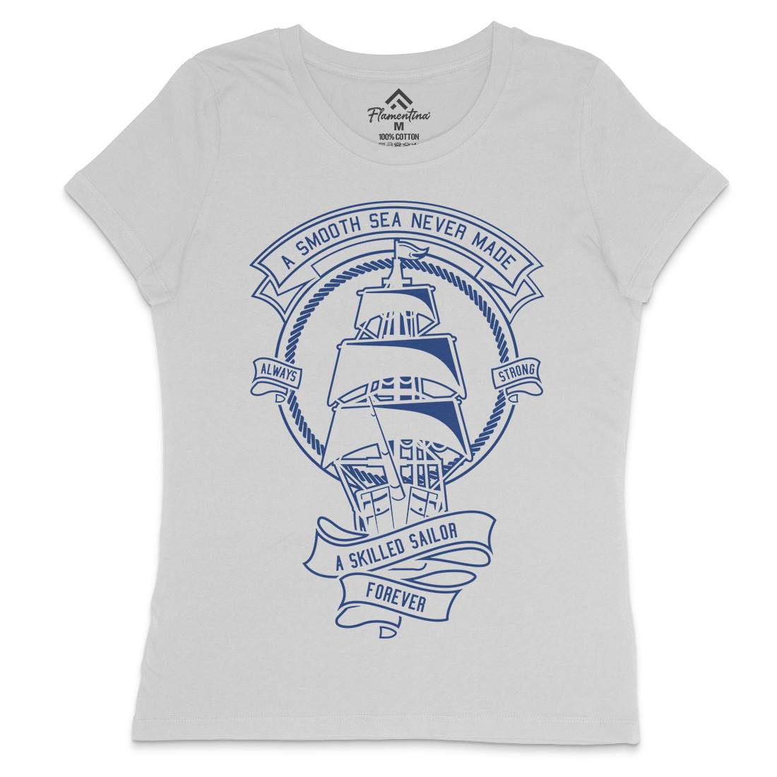 Skilled Sailor Womens Crew Neck T-Shirt Navy A278